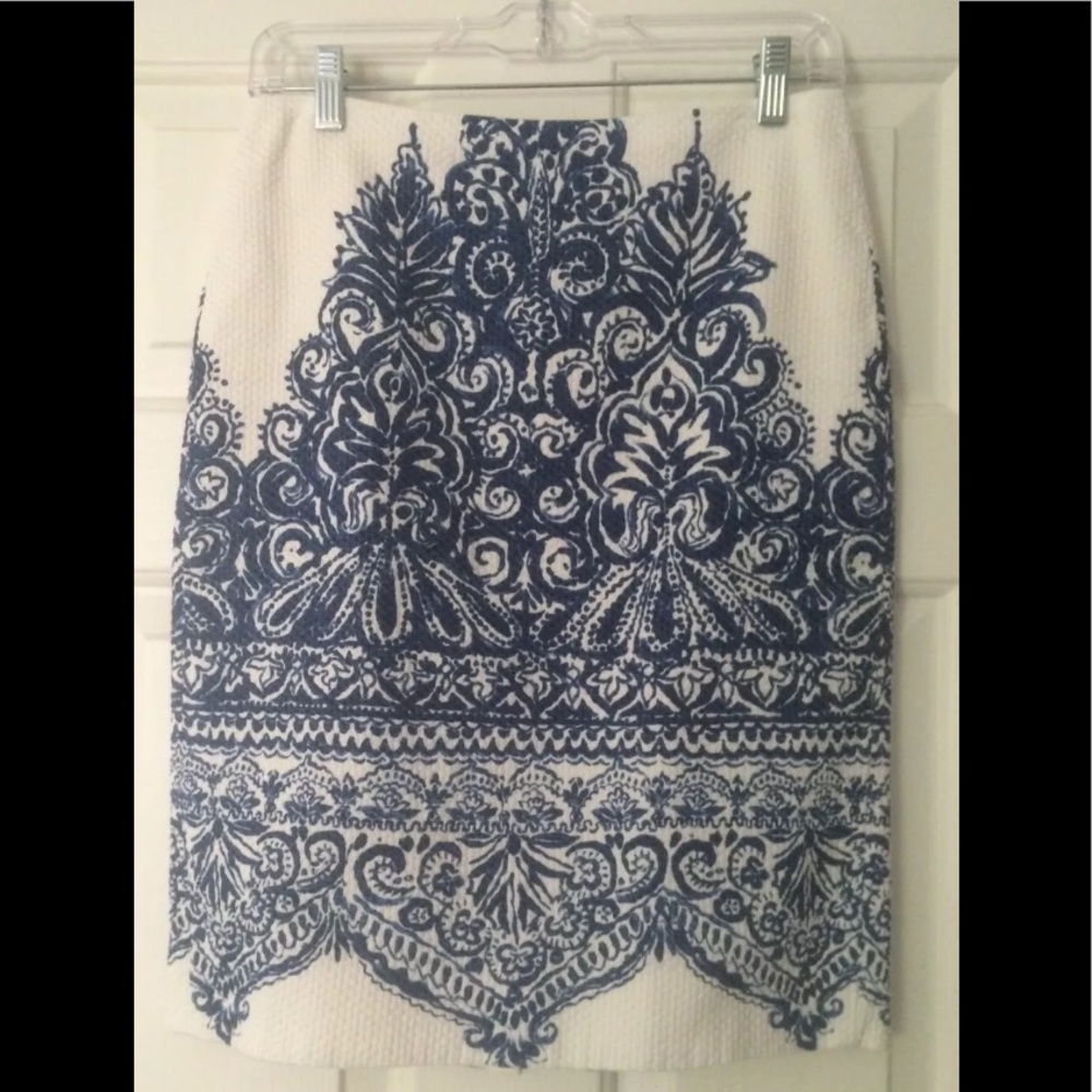 J CREW  PAISLEY PENCIL SKIRT COTTON